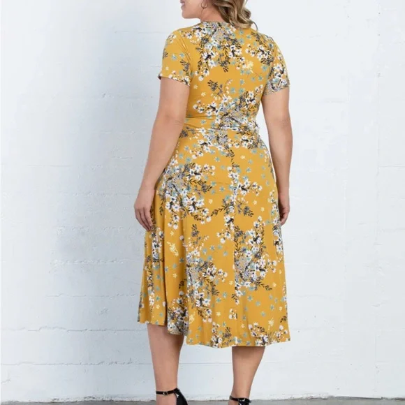 Floral Wrap Dress in Yellow - Picture 4 of 5